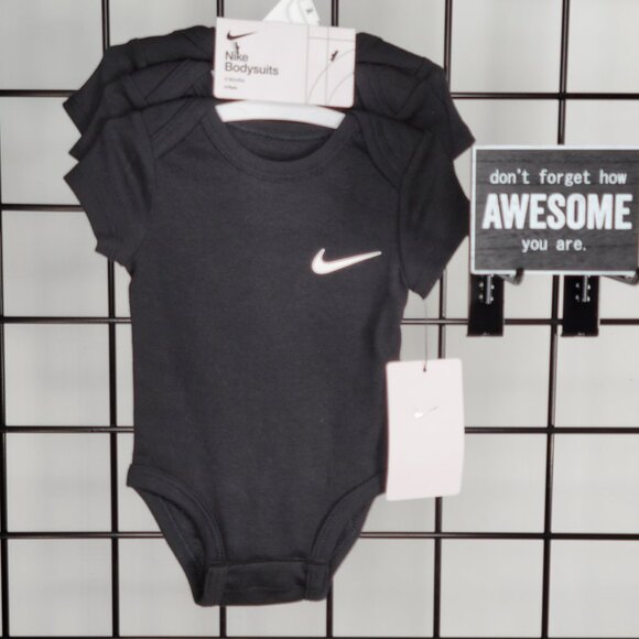 Nike 3-Pack Baby Bodysuits - Black, 3 Months - Soft & Sporty Essentials - Picture 3 of 4